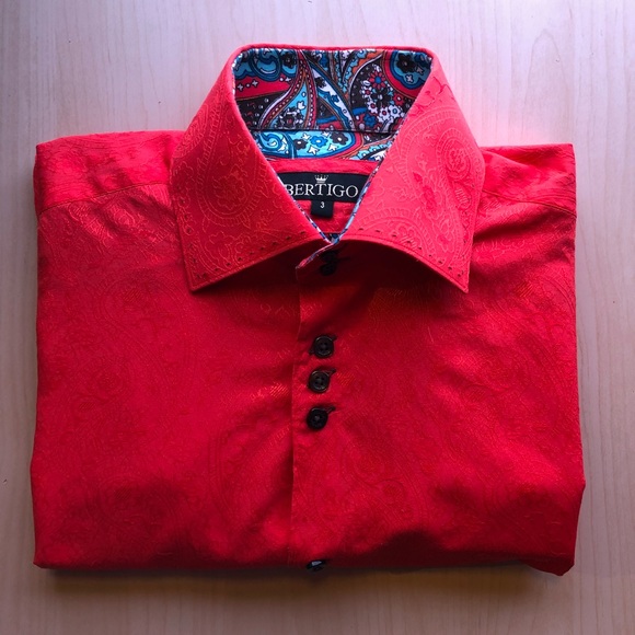 Designer Coral Button down long sleeve shirt - Picture 2 of 6